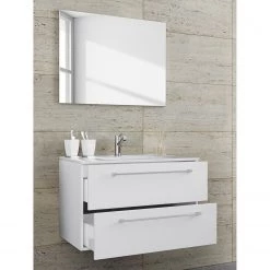 VCM Salle de bain Muniz I (2 éléments) - Blanc - Largeur : 60 cm