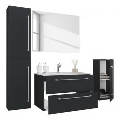 VCM Salle de bain Muniz V (4 éléments) - Noir - Largeur : 126 cm -Meubles de salle de bain Soldes 2022 1000304226 211029 132902000117 DETAILS P000000001000304226