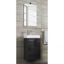 VCM Salle de bain Slito III (2 éléments) - Avec éclairage intégré - Noir