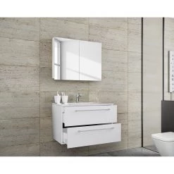 VCM Salle de bain Muniz II (2 éléments) - Blanc - Largeur : 60 cm