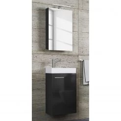 VCM Salle de bain Slito IV (2 éléments) - Avec éclairage intégré - Noir