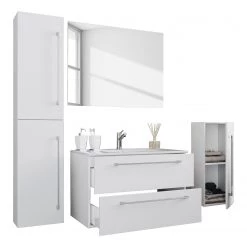 VCM Salle de bain Muniz V (4 éléments) - Blanc - Largeur : 146 cm -Meubles de salle de bain Soldes 2022 1000304238 211029 13311600162 DETAILS P000000001000304238