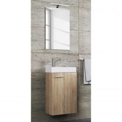 VCM Salle de bain Slito III (2 éléments) - Avec éclairage intégré - Imitation chêne de Sonoma