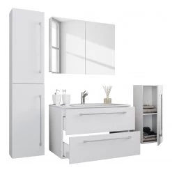 VCM Salle de bain Muniz VII (4 éléments) - Blanc - Largeur : 126 cm -Meubles de salle de bain Soldes 2022 1000304241 211029 13314800174 DETAILS P000000001000304241