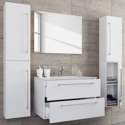 VCM Salle de bain Muniz X (4 éléments) - Blanc - Largeur : 126 cm