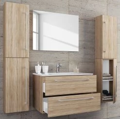 VCM Salle de bain Muniz X (4 éléments) - Imitation chêne de Sonoma - Largeur : 146 cm