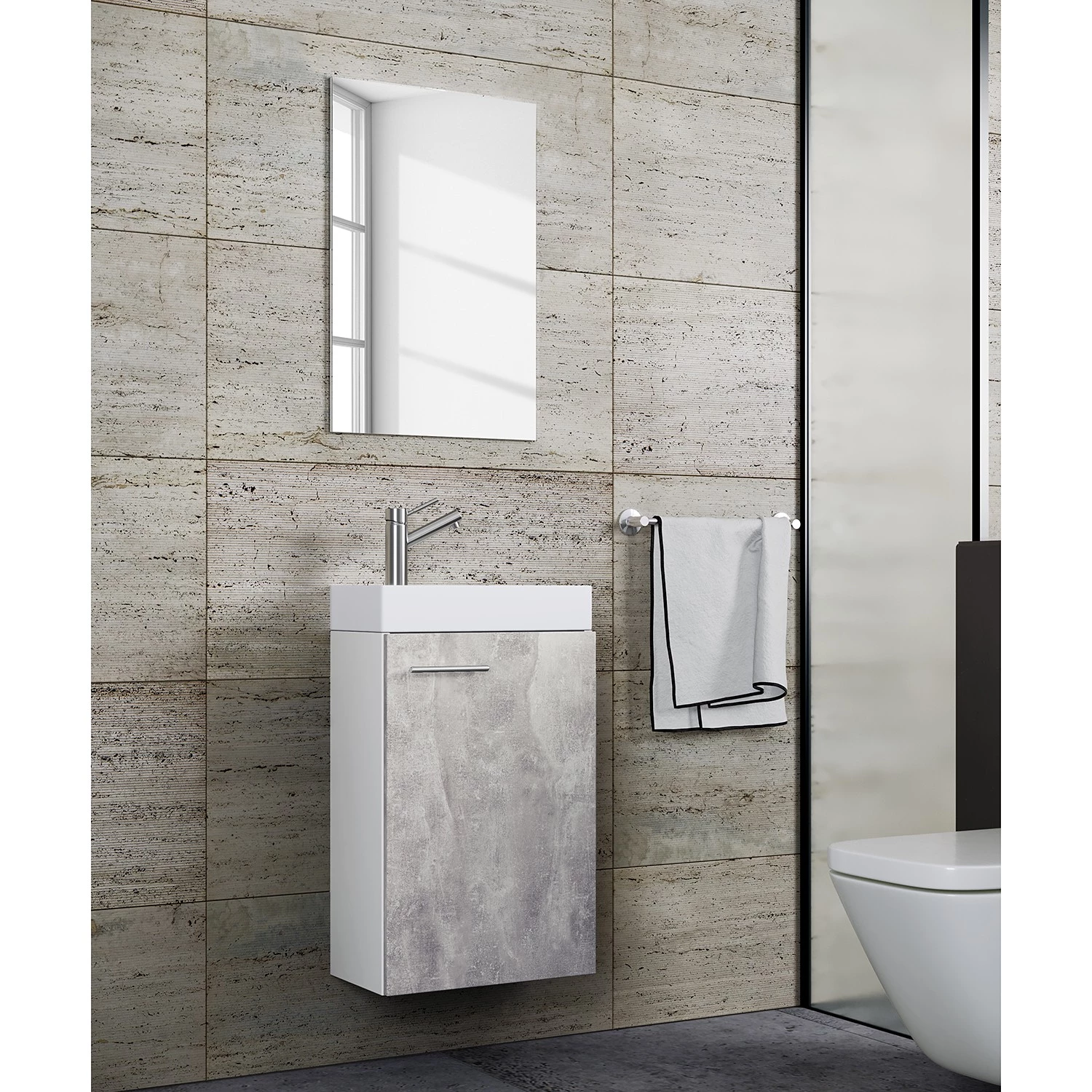 VCM Salle de bain Slito I (3 éléments) - Imitation béton 4 VCM Salle de bain Slito I (3 éléments) - Imitation béton – Image 2
