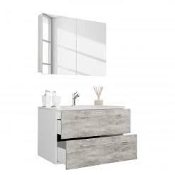 VCM Salle de bain Muniz IV (2 éléments) - Imitation béton - Largeur : 81 cm -Meubles de salle de bain Soldes 2022 1000304261 211108 08150100072 DETAILS P000000001000304261