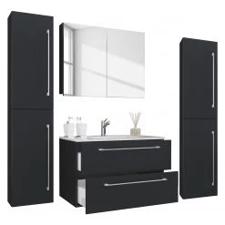 VCM Salle de bain Muniz XI (4 éléments) - Noir - Largeur : 146 cm -Meubles de salle de bain Soldes 2022 1000304263 211029 13352700250 DETAILS P000000001000304263