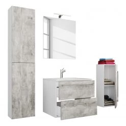 VCM Salle de bain Muniz VI (4 éléments) - Imitation béton - Largeur : 126 cm -Meubles de salle de bain Soldes 2022 1000304267 211029 13360000265 DETAILS P000000001000304267