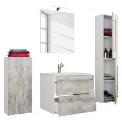 VCM Salle de bain Muniz VI (4 éléments) - Imitation béton - Largeur : 126 cm -Meubles de salle de bain Soldes 2022 1000304267 211029 13361100276 DETAILS P000000001000304267