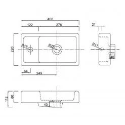 VCM Salle de bain Slito I (3 éléments) - Imitation chêne -Meubles de salle de bain Soldes 2022 1000304274 211108 081502000557 SKETCH DETAILS P000000001000304274 sketch