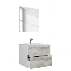 VCM Salle de bain Muniz III (2 éléments) - Imitation béton - Largeur : 61 cm -Meubles de salle de bain Soldes 2022 1000304276 211108 081457000033 DETAILS P000000001000304276