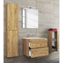 VCM Salle de bain Muniz VI (4 éléments) - Imitation chêne - Largeur : 126 cm