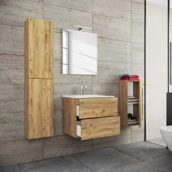 VCM Salle de bain Muniz VI (4 éléments) - Imitation chêne - Largeur : 126 cm -Meubles de salle de bain Soldes 2022 1000304281 211029 13370000297 MOOD DETAILS P000000001000304281 mood