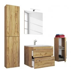 VCM Salle de bain Muniz VI (4 éléments) - Imitation chêne - Largeur : 126 cm -Meubles de salle de bain Soldes 2022 1000304281 211029 13372100307 DETAILS P000000001000304281