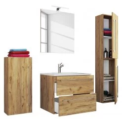 VCM Salle de bain Muniz VI (4 éléments) - Imitation chêne - Largeur : 126 cm -Meubles de salle de bain Soldes 2022 1000304281 211029 13372100318 DETAILS P000000001000304281