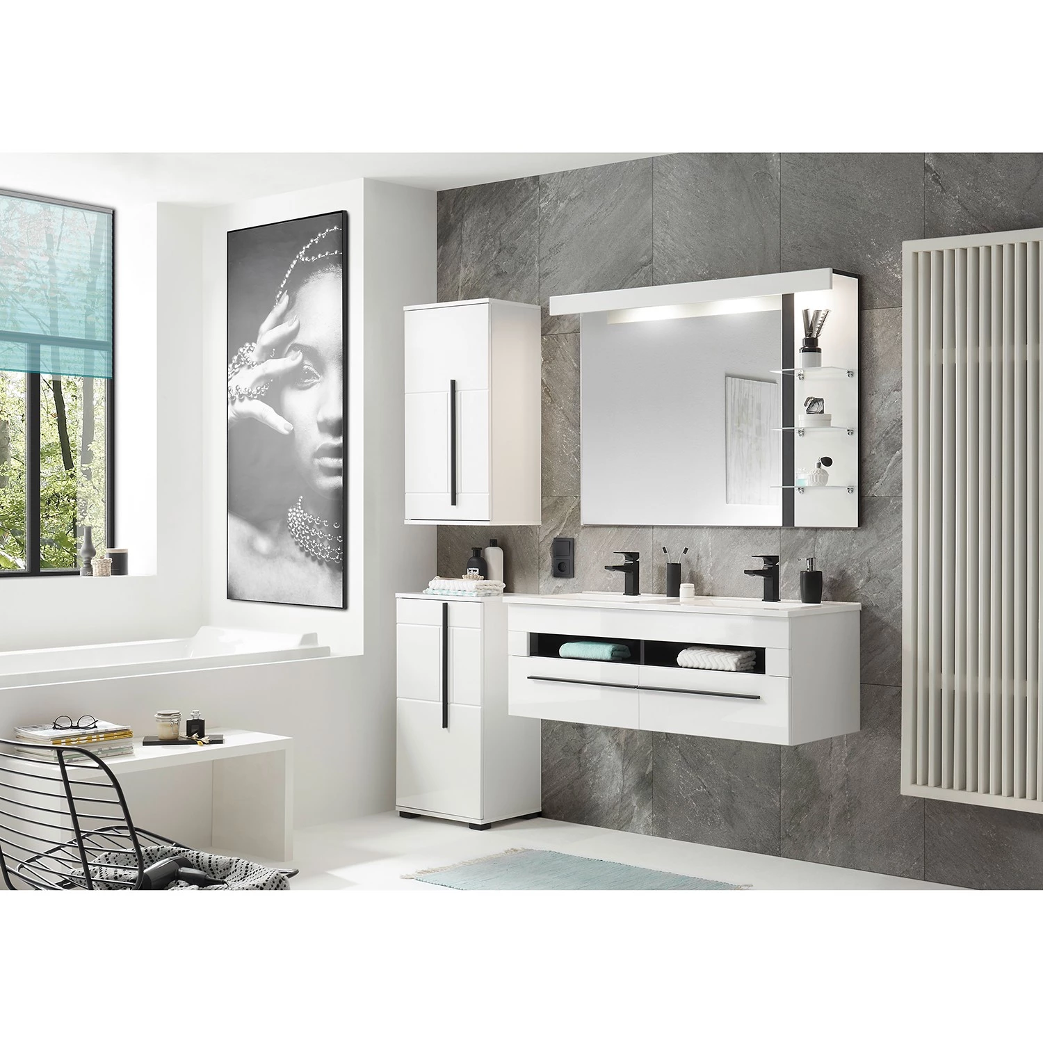 Roomscape Armoire suspendue Farson - Blanc brillant - Butoir à droite 5 Roomscape Armoire suspendue Farson - Blanc brillant - Butoir à droite – Image 3