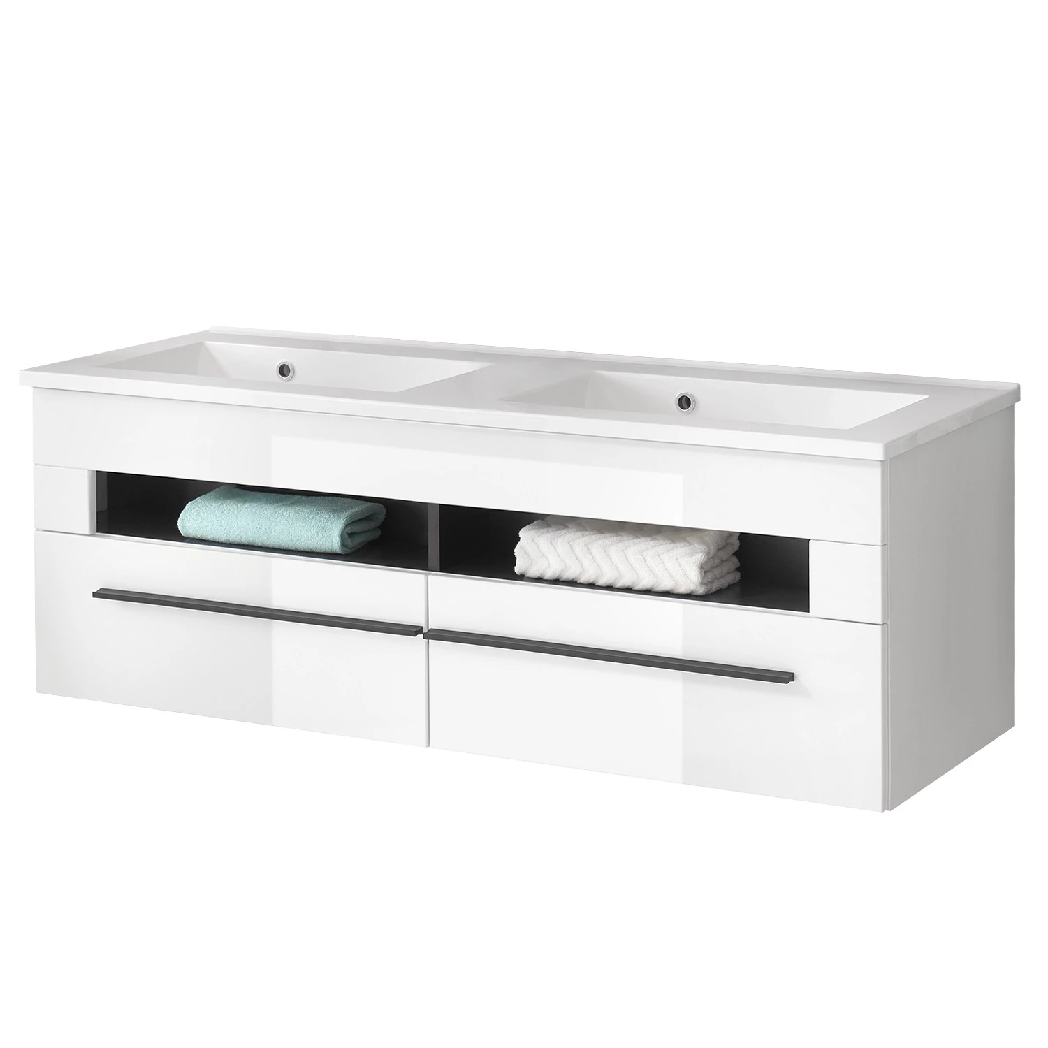 Roomscape Meuble avec vasque double Farson - Blanc brillant 3 Roomscape Meuble avec vasque double Farson - Blanc brillant