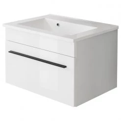 Roomscape Meuble avec vasque Farson - Blanc brillant - Largeur : 60 cm