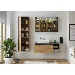 Red Living Armoire de toilette Kalasin - Avec éclairage - Imitation béton / Imitation chêne artisan -Meubles de salle de bain Soldes 2022 1000306115 211203 120115000024 MOOD DETAILS P000000001000306115 mood