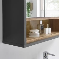 Giessbach Salle de bain Guardo II (4 éléments) - Avec éclairage intégré - Graphite / Imitation chêne sauvage -Meubles de salle de bain Soldes 2022 1000311840 220126 10021000040 DETAILS P000000001000311840