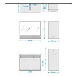 Giessbach Salle de bain Guardo II (4 éléments) - Avec éclairage intégré - Graphite / Imitation chêne sauvage -Meubles de salle de bain Soldes 2022 1000311840 220126 100210000500 SKETCH DETAILS P000000001000311840 sketch