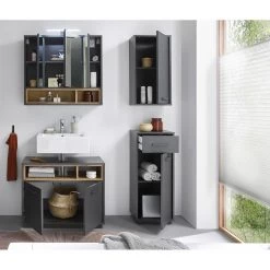 Giessbach Salle de bain Guardo II (4 éléments) - Avec éclairage intégré - Graphite / Imitation chêne sauvage -Meubles de salle de bain Soldes 2022 1000311840 220214 021 MOOD DETAILS P000000001000311840 mood