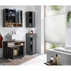 Giessbach Salle de bain Guardo II (4 éléments) - Avec éclairage intégré - Graphite / Imitation chêne sauvage -Meubles de salle de bain Soldes 2022 1000311840 220214 022 MOOD DETAILS P000000001000311840 mood