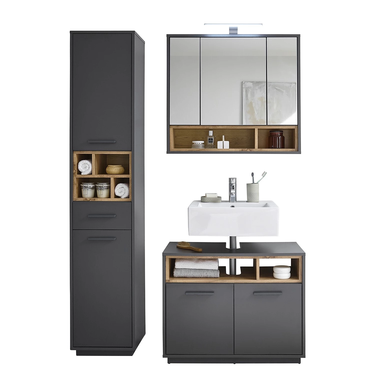 Giessbach Salle de bain Guardo III (3 éléments) - Avec éclairage intégré - Graphite 7 Giessbach Salle de bain Guardo III (3 éléments) - Avec éclairage intégré - Graphite – Image 5