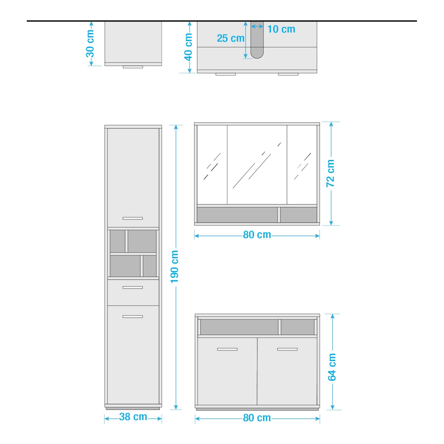 Giessbach Salle de bain Guardo III (3 éléments) - Avec éclairage intégré - Graphite 17 Giessbach Salle de bain Guardo III (3 éléments) - Avec éclairage intégré - Graphite – Image 15