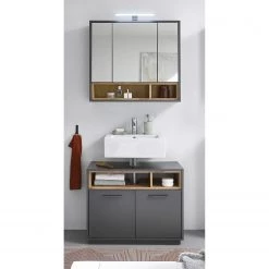 Giessbach Salle de bain Guardo IV (2 éléments) - Avec éclairage intégré - Graphite