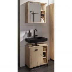 Norrwood Salle de bain Vendooren I (2 éléments) - Avec éclairage - Imitation chêne artisan / Noir