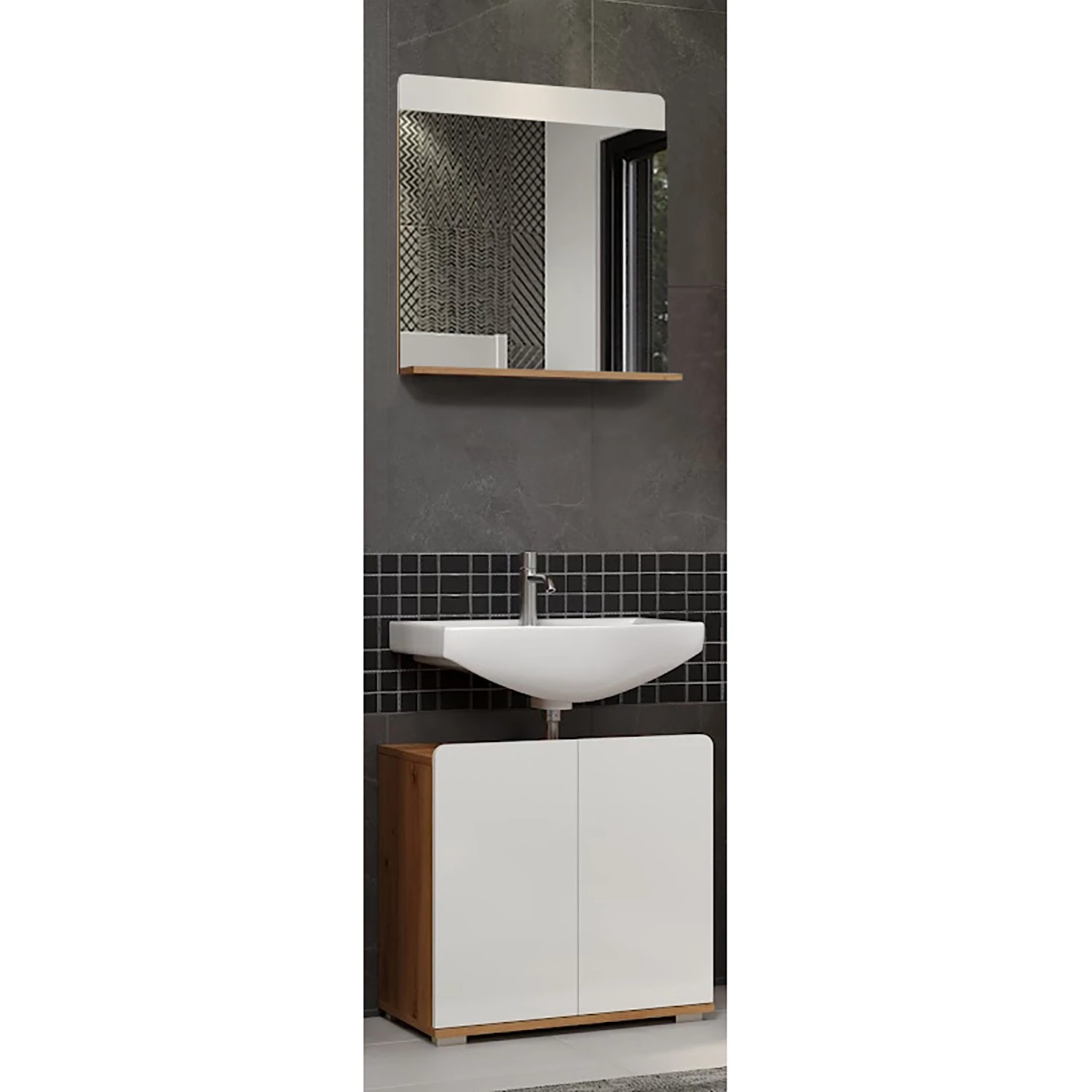 Trendteam Salle de bain Ciara V (2 éléments) - Blanc brillant / Imitation chêne artisan 3 Trendteam Salle de bain Ciara V (2 éléments) - Blanc brillant / Imitation chêne artisan