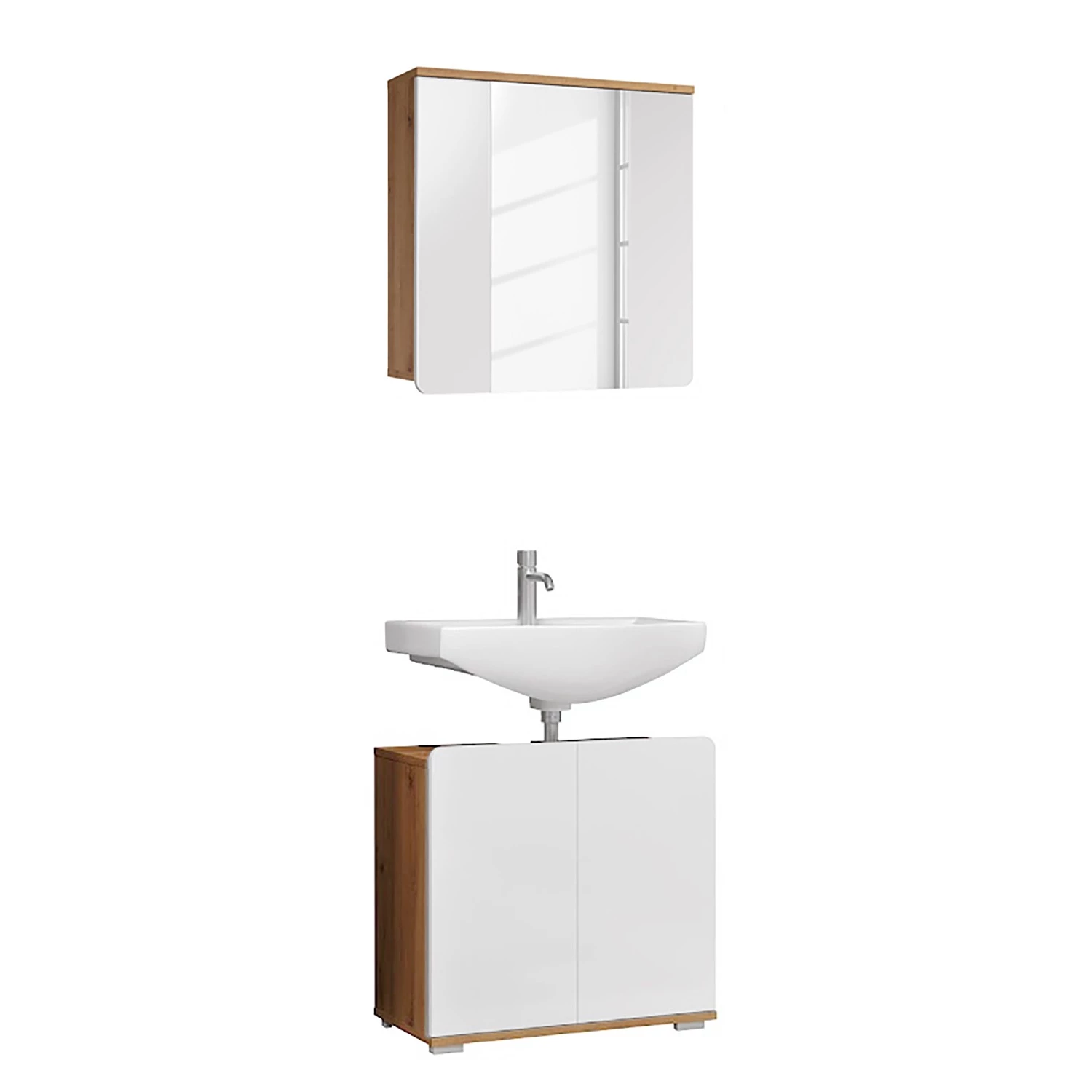 Trendteam Salle de bain Ciara VI (2 éléments) - Blanc brillant / Imitation chêne artisan 7 Trendteam Salle de bain Ciara VI (2 éléments) - Blanc brillant / Imitation chêne artisan – Image 5