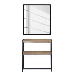 Ars manufacti Salle de bain Kaawo (2 éléments) - Acacia massif / Fer - Acacia / Noir - Largeur : 70 cm