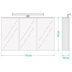 Pelipal Armoire de toilette Quickset 360 - Éclairage intégré - Blanc - Largeur : 110 cm -Meubles de salle de bain Soldes 2022 1000343366 220330 500 SKETCH DETAILS P000000001000343366 sketch