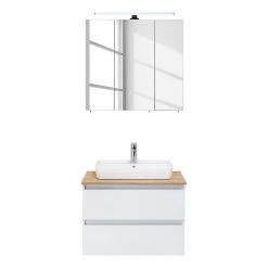 Pelipal Salle de bain Quickset 360 I (2 élém.) - Avec éclairage inclus - Blanc / Imitation chêne Riviera -Meubles de salle de bain Soldes 2022 1000343368 220330 030 DETAILS P000000001000343368