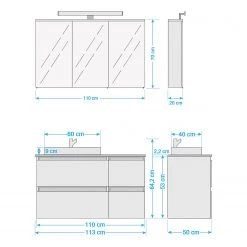 Pelipal Salle de bain Quickset 360 II (2 élém.) - Avec éclairage inclus - Blanc / Imitation chêne Riviera -Meubles de salle de bain Soldes 2022 1000343369 220330 500 SKETCH DETAILS P000000001000343369 sketch