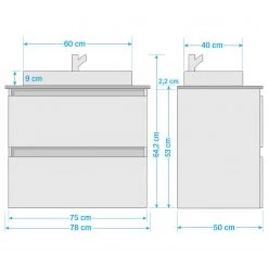 Pelipal Lavabo Quickset 360 I - Blanc / Imitation chêne Riviera -Meubles de salle de bain Soldes 2022 1000343370 220330 500 SKETCH DETAILS P000000001000343370 sketch