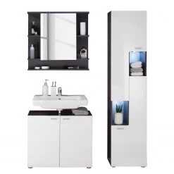 Trendteam Salle de bain Angulo II (3 éléments) - Avec éclairage - Blanc brillant / Graphite - Butoir à gauche -Meubles de salle de bain Soldes 2022 1000344584 220406 030 DETAILS P000000001000344584