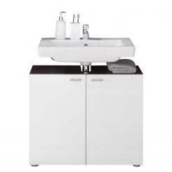 Trendteam Salle de bain Angulo II (3 éléments) - Avec éclairage - Blanc brillant / Graphite - Butoir à gauche -Meubles de salle de bain Soldes 2022 1000344584 220406 035 DETAILS P000000001000344584