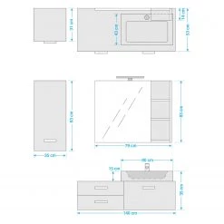 Trendteam Salle de bain Geo II (3 éléments) - Imitation chêne artisan -Meubles de salle de bain Soldes 2022 1000344609 220407 500 SKETCH DETAILS P000000001000344609 sketch