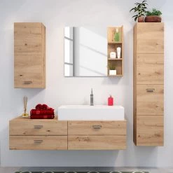 Trendteam Salle de bain Geo I (4 éléments) - Imitation chêne artisan