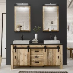 Ridgevalley Salle de bain Shutter II (3 éléments) - Imitation chêne