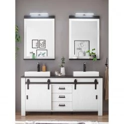 Ridgevalley Salle de bain Shutter II (3 éléments) - Imitation pin blanc