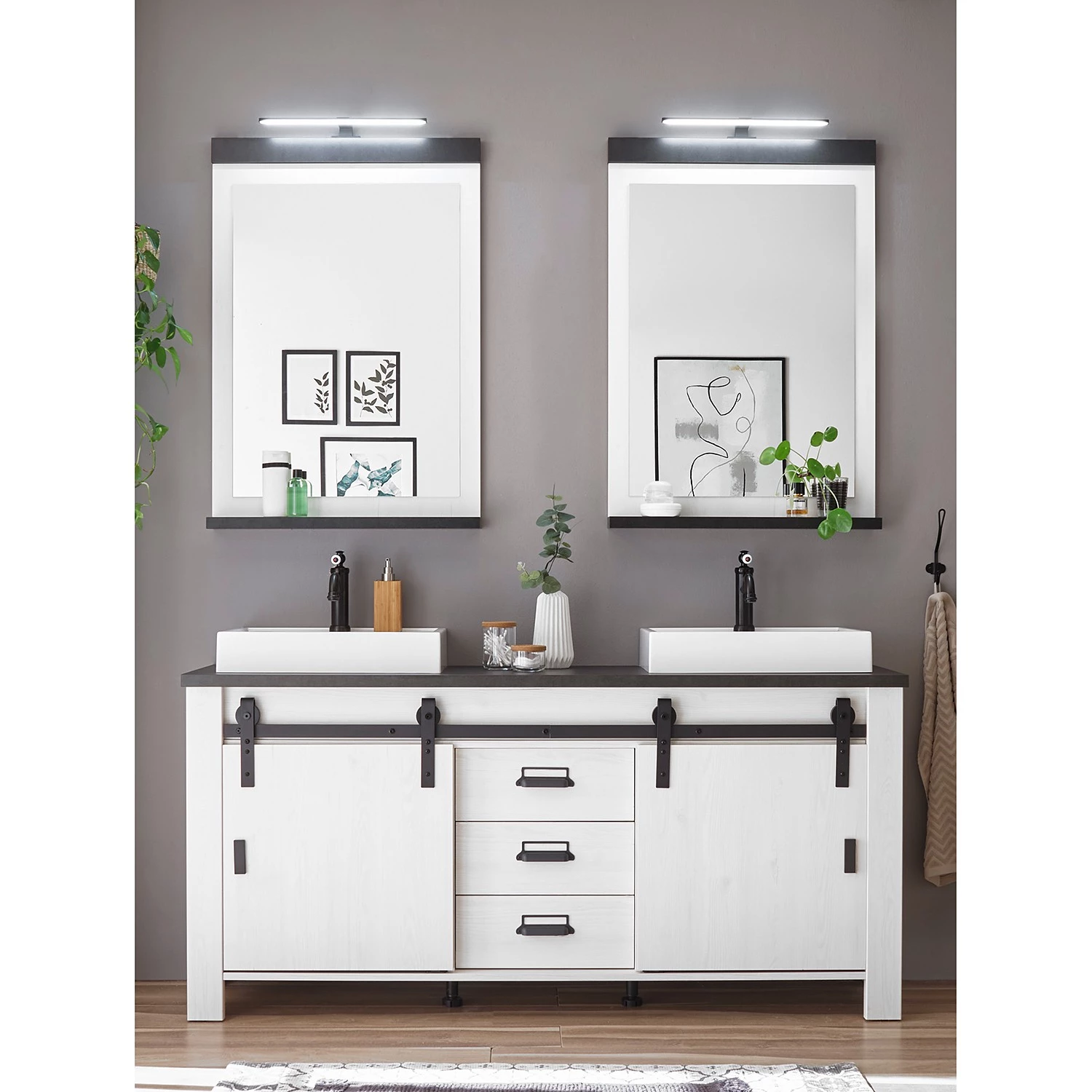 Ridgevalley Salle de bain Shutter II (3 éléments) - Imitation pin blanc 3 Ridgevalley Salle de bain Shutter II (3 éléments) - Imitation pin blanc