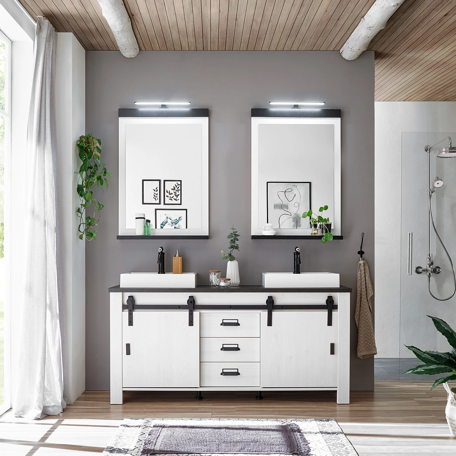 Ridgevalley Salle de bain Shutter II (3 éléments) - Imitation pin blanc 5 Ridgevalley Salle de bain Shutter II (3 éléments) - Imitation pin blanc – Image 3