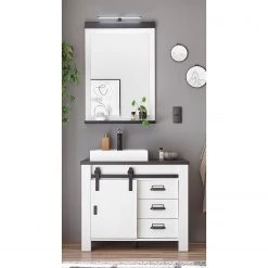 Ridgevalley Salle de bain Shutter I (2 éléments.) - Imitation pin blanc