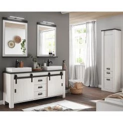 Ridgevalley Salle de bain Shutter IV (4 éléments.) - Imitation pin blanc